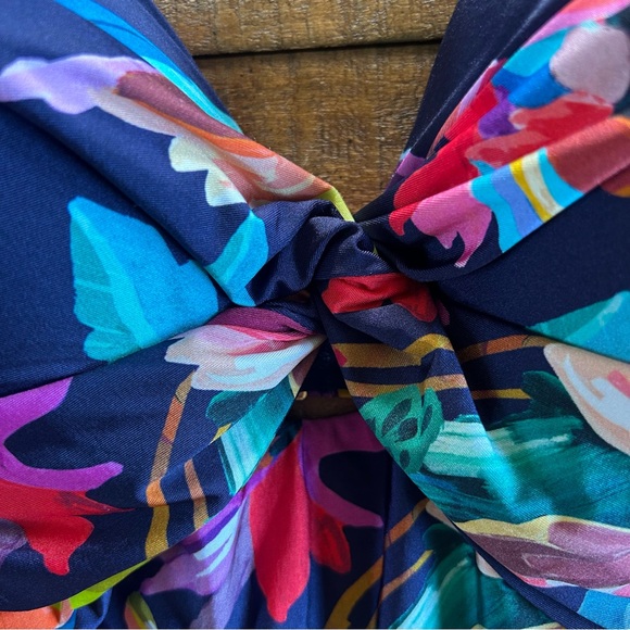 La Blanca Indigo Sea Twist Keyhole Push Up 1pc Swimsuit 12 Large NWT - Picture 4 of 6